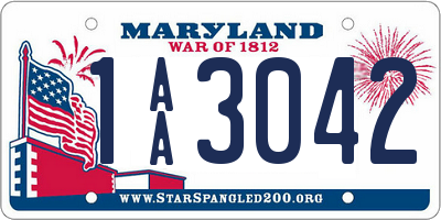 MD license plate 1AA3042