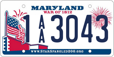 MD license plate 1AA3043