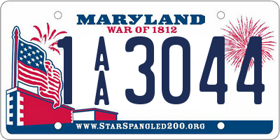 MD license plate 1AA3044