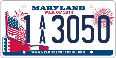 MD license plate 1AA3050