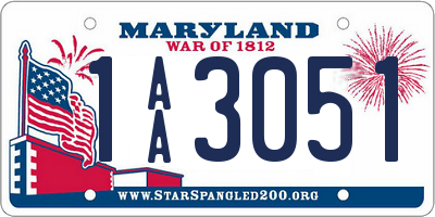 MD license plate 1AA3051