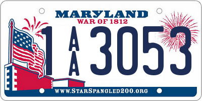 MD license plate 1AA3053