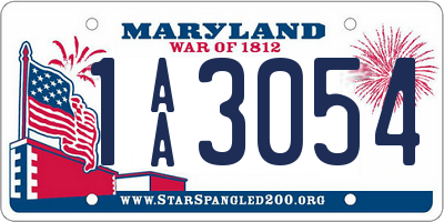 MD license plate 1AA3054