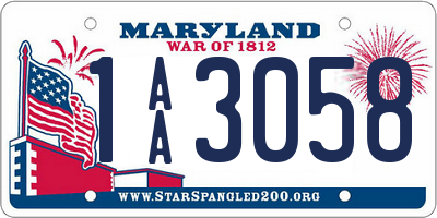 MD license plate 1AA3058