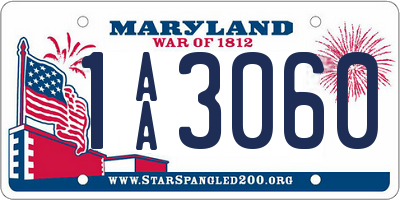 MD license plate 1AA3060