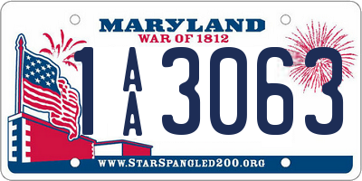 MD license plate 1AA3063