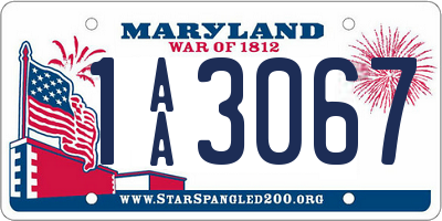 MD license plate 1AA3067