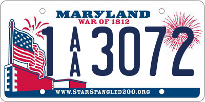 MD license plate 1AA3072