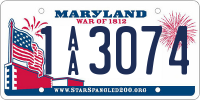 MD license plate 1AA3074