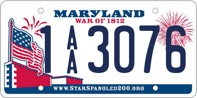 MD license plate 1AA3076