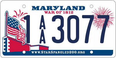 MD license plate 1AA3077