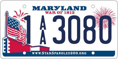 MD license plate 1AA3080