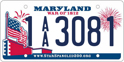 MD license plate 1AA3081