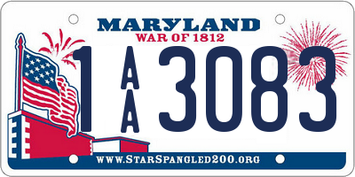 MD license plate 1AA3083