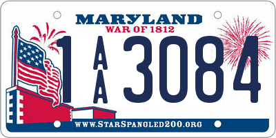 MD license plate 1AA3084