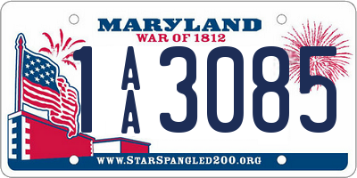 MD license plate 1AA3085