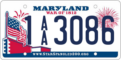 MD license plate 1AA3086