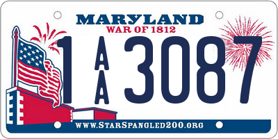 MD license plate 1AA3087