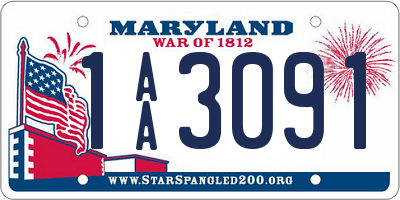 MD license plate 1AA3091