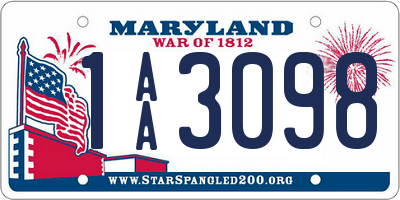 MD license plate 1AA3098