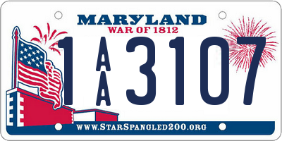 MD license plate 1AA3107