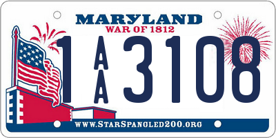 MD license plate 1AA3108