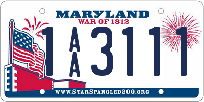 MD license plate 1AA3111