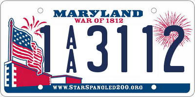 MD license plate 1AA3112