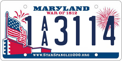 MD license plate 1AA3114