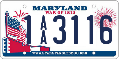 MD license plate 1AA3116