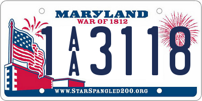 MD license plate 1AA3118