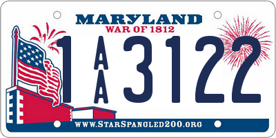 MD license plate 1AA3122