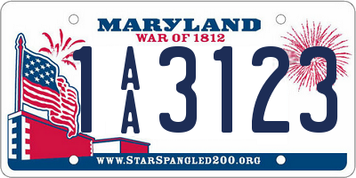 MD license plate 1AA3123