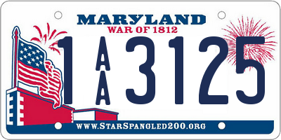 MD license plate 1AA3125