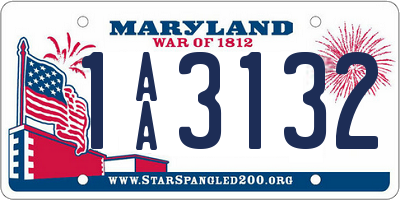 MD license plate 1AA3132