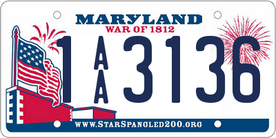 MD license plate 1AA3136