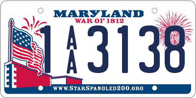 MD license plate 1AA3138