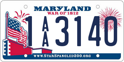 MD license plate 1AA3140