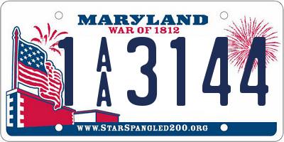 MD license plate 1AA3144