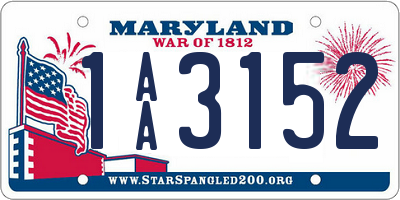 MD license plate 1AA3152