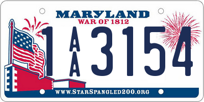 MD license plate 1AA3154