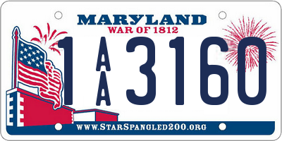 MD license plate 1AA3160