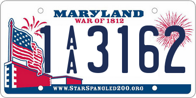 MD license plate 1AA3162