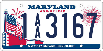 MD license plate 1AA3167