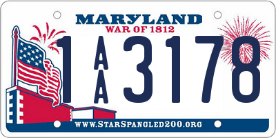 MD license plate 1AA3178