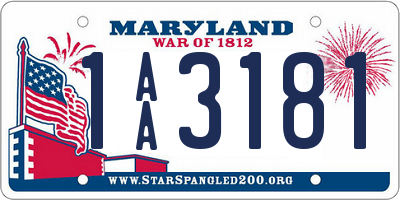 MD license plate 1AA3181