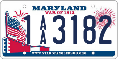 MD license plate 1AA3182