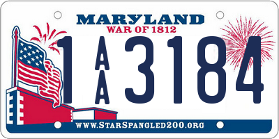 MD license plate 1AA3184