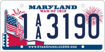 MD license plate 1AA3190