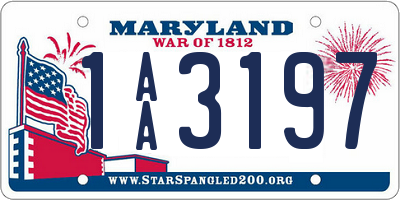 MD license plate 1AA3197